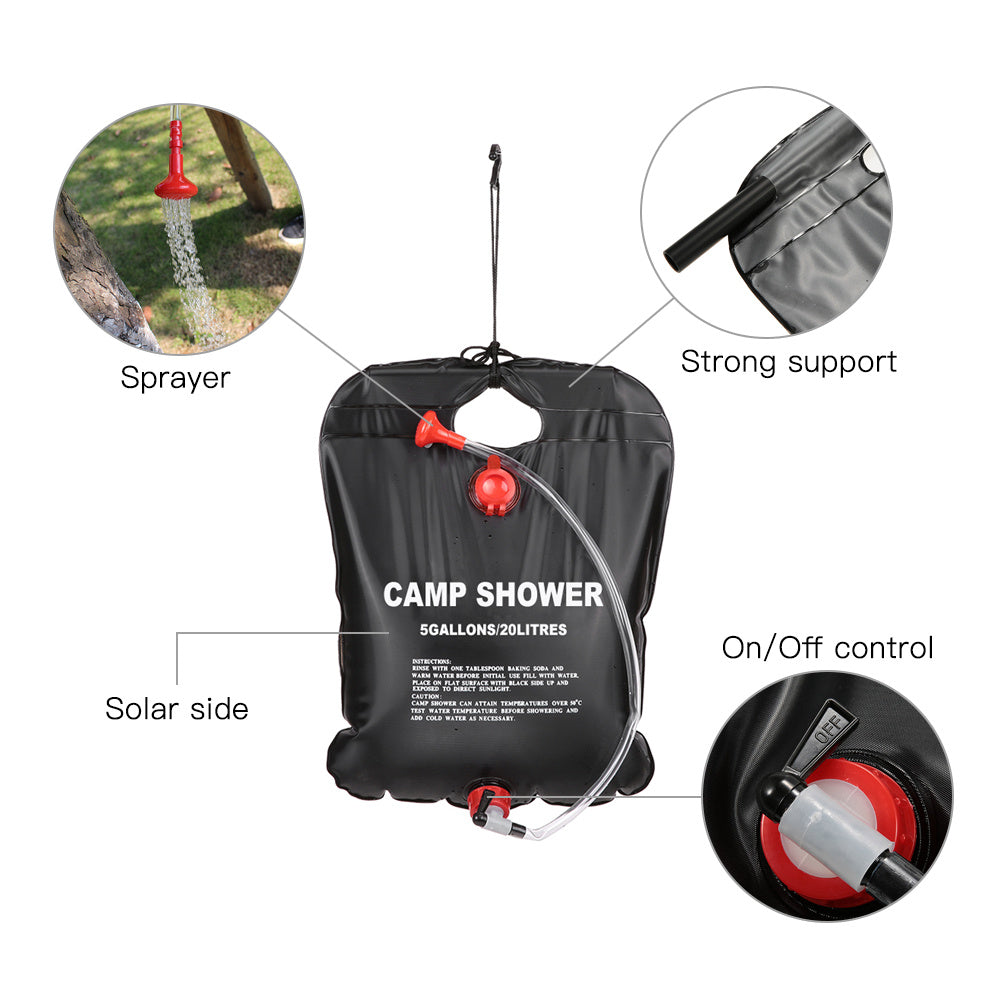 Portable Solar Heated Shower Bag for Outdoor - WildHorizonte 